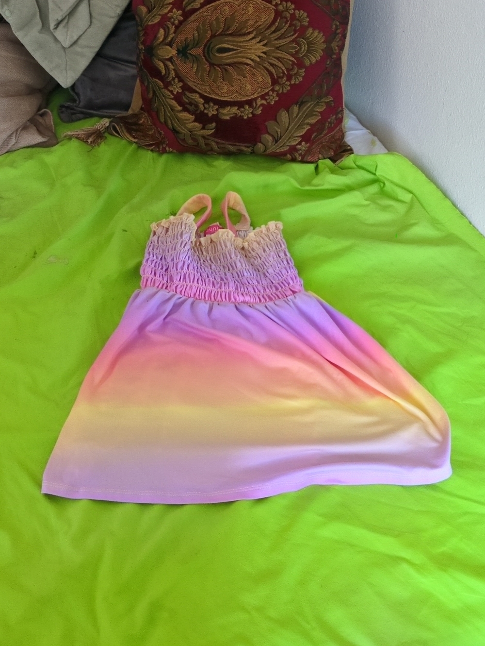 Girls Pastel Ombre Sundress with Smocked Bodice - Pink/Purple/Yellow